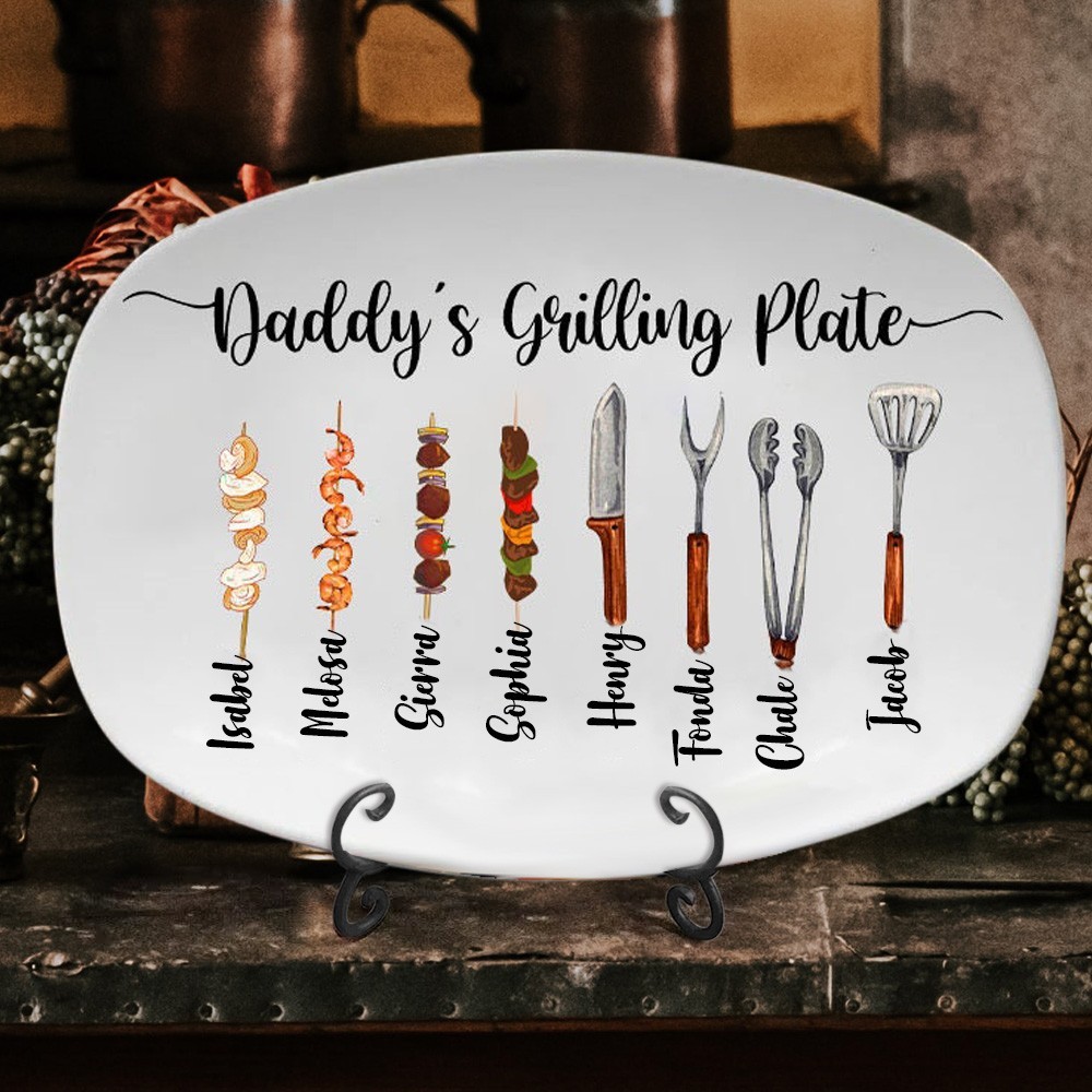 Personalized Grandpas Grilling Plate Father's Day Gifts