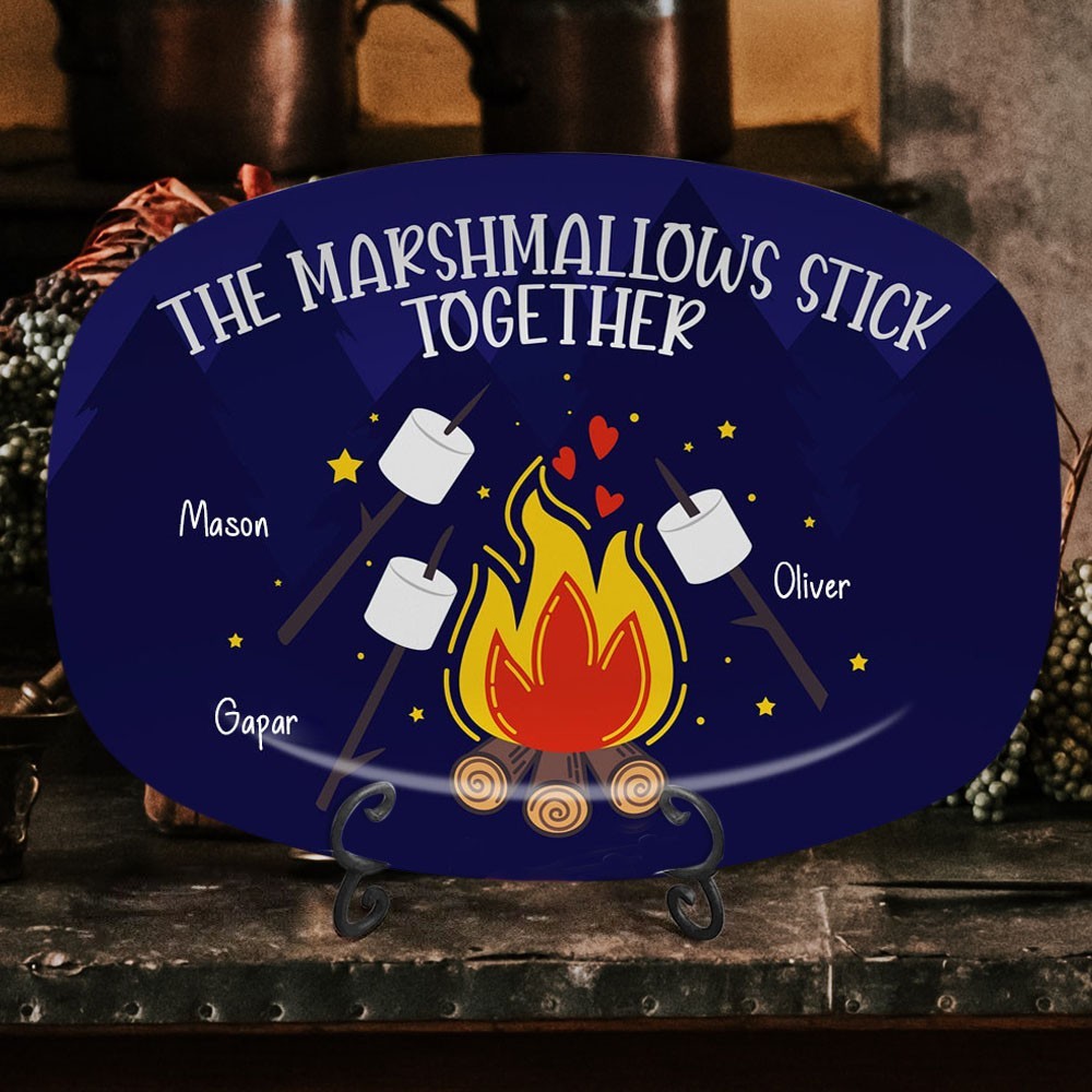 Personalized The Marshmallows Stick Together Plate Father's Day Gift