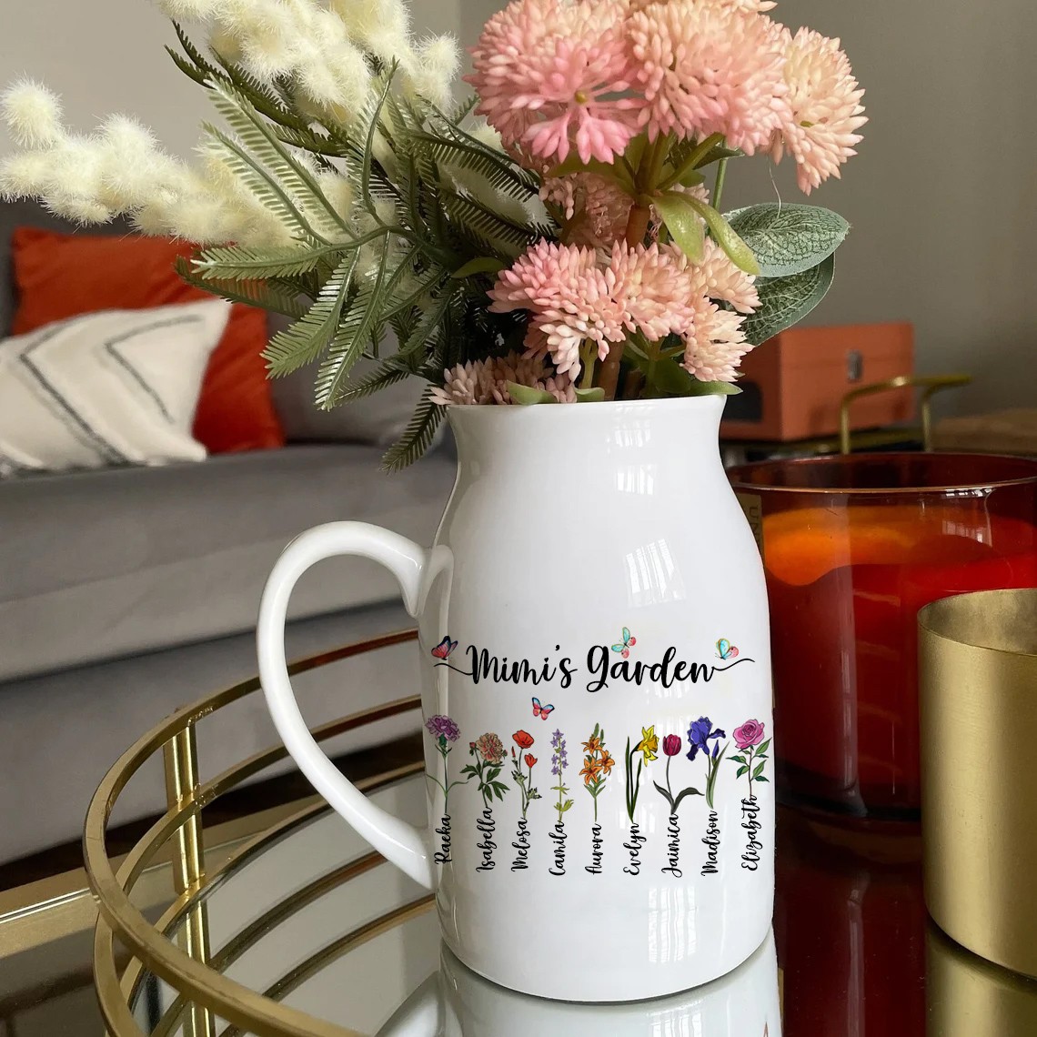 Personalized Birth Flower Vase for Mom