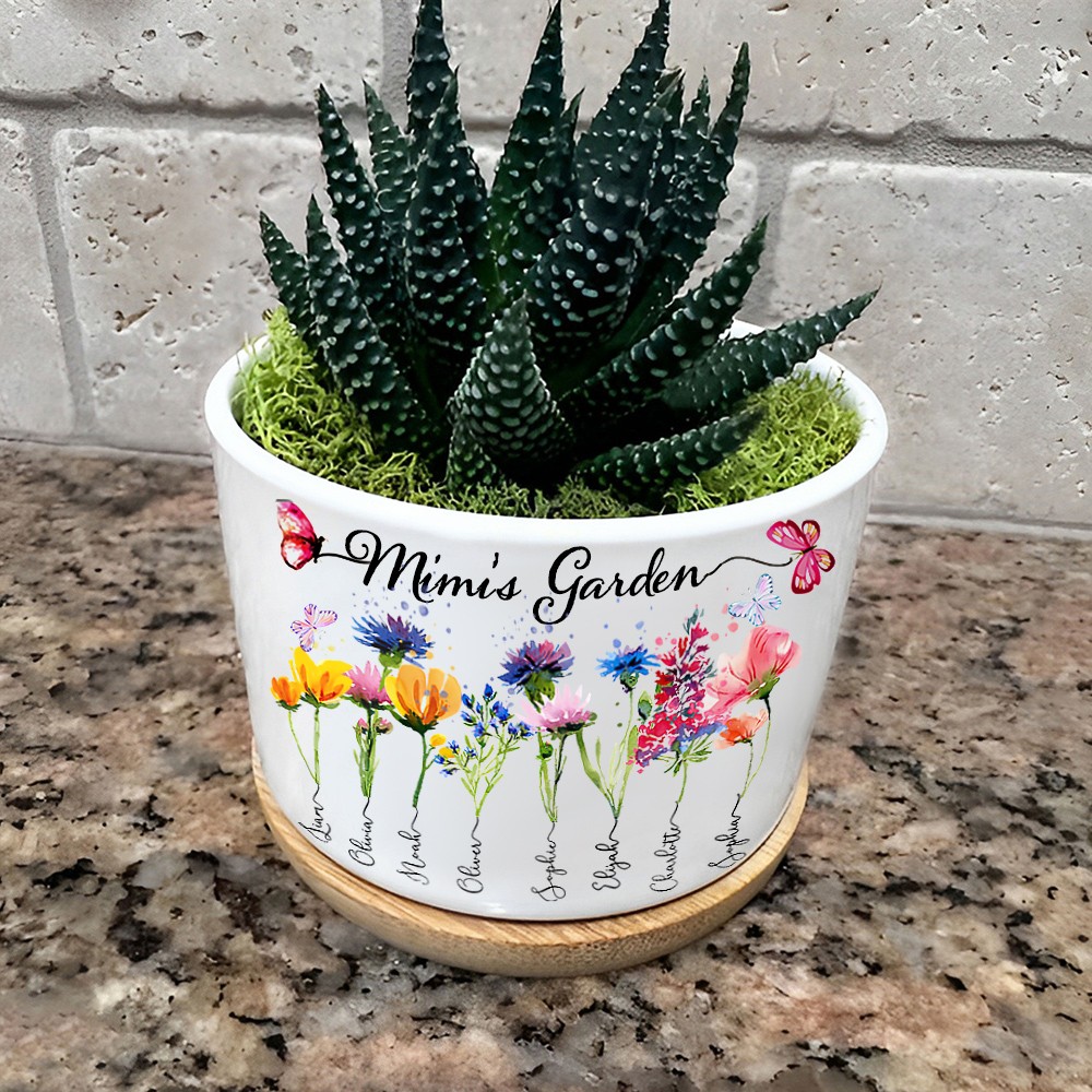 Personalized Mimi's Garden Birth Flower Scculent Pot 