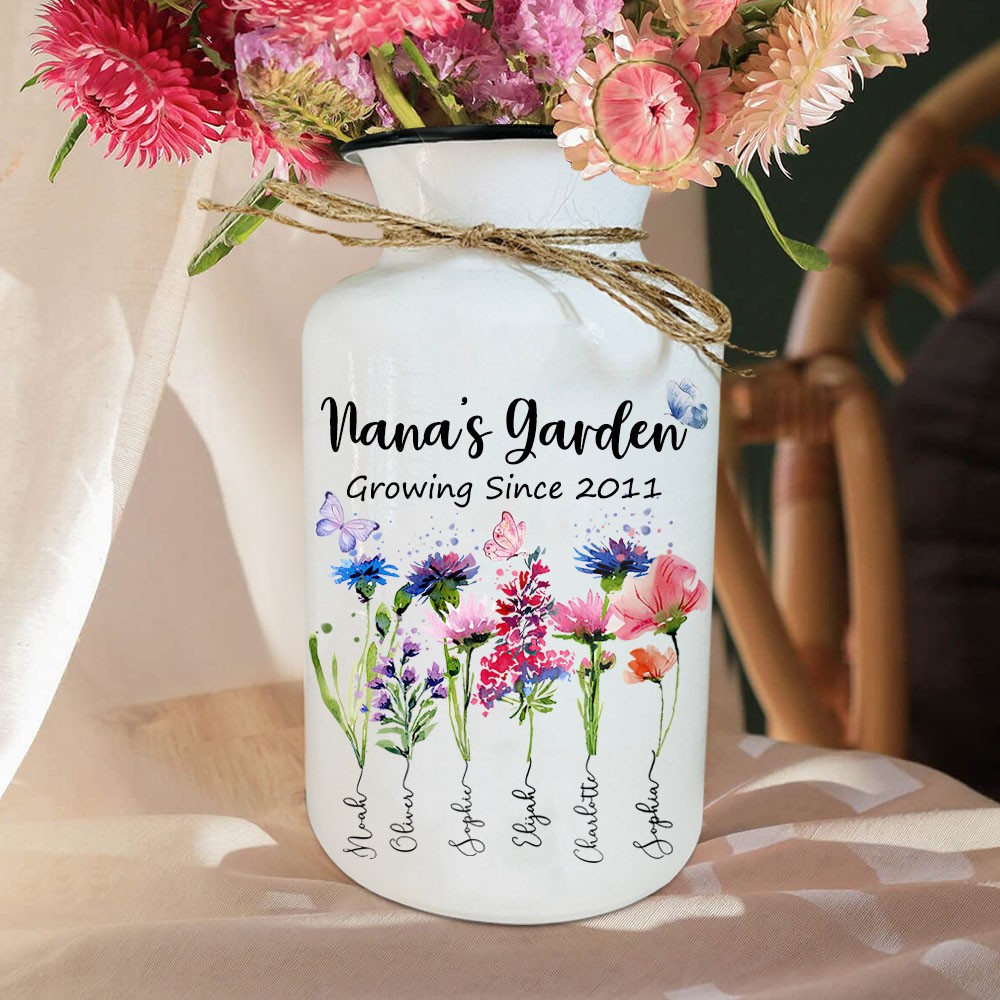 Personalized Nana's Garden Birth Flower Vase Best Mother's Day Gift Ideas 