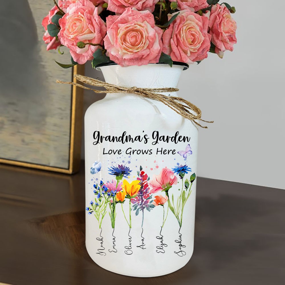 Personalized Love Grows Here Birth Flower Vase Best Mother's Day Gift Ideas