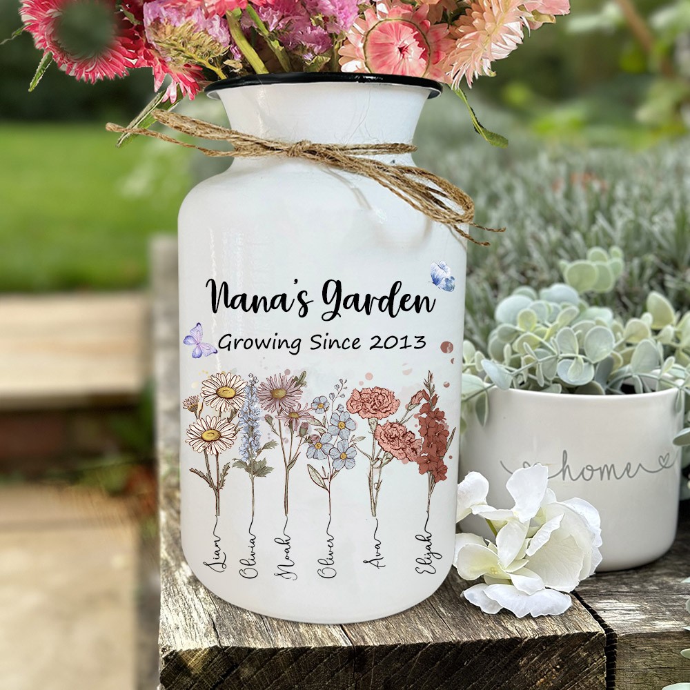 Personalized Nana's Garden Birth Flower Vase Mother's Day Gift 