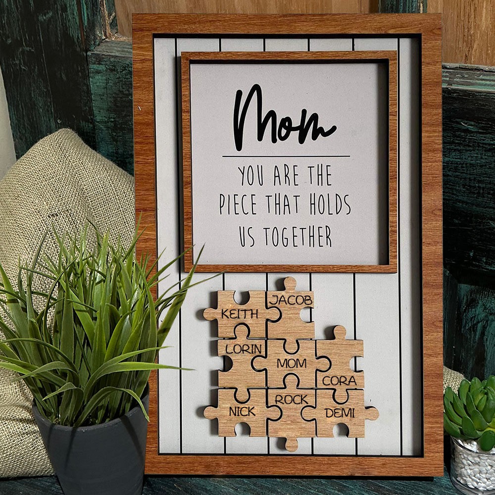 Personalized Wooden Puzzle Name Sign for Mom