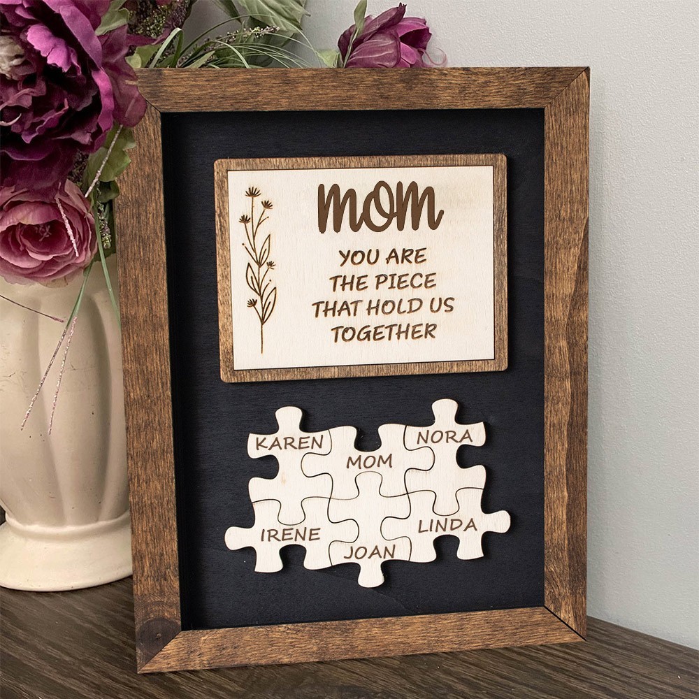 Personalized Wooden Puzzle Name Sign Keepsake for Mom