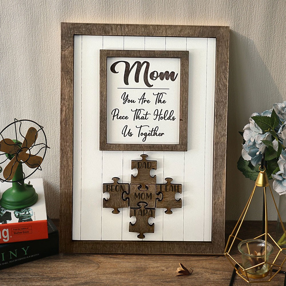 Personalized Wooden Puzzle Name Sign for Mom