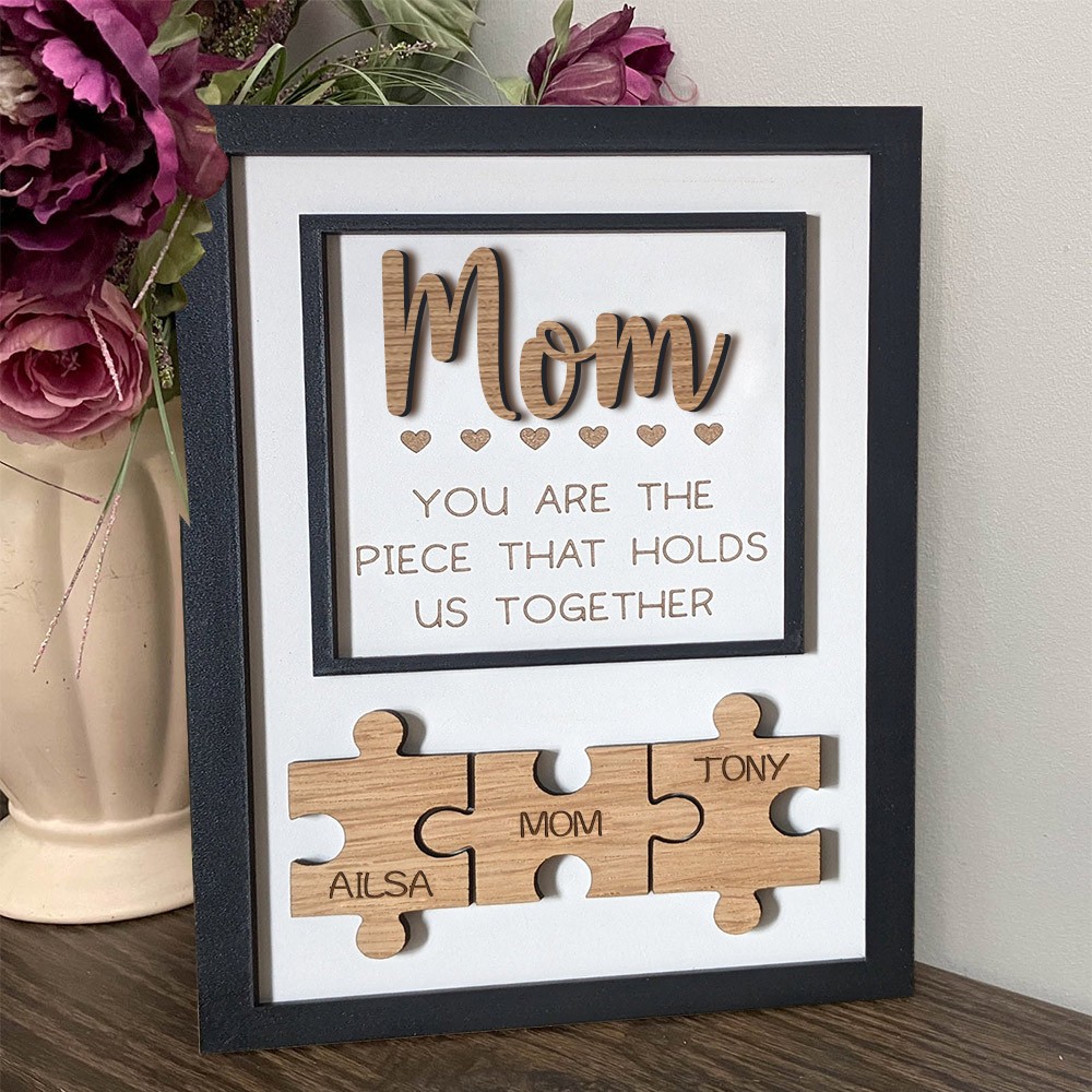 Personalized Engraving Names Wooden Puzzle Frame for Mom