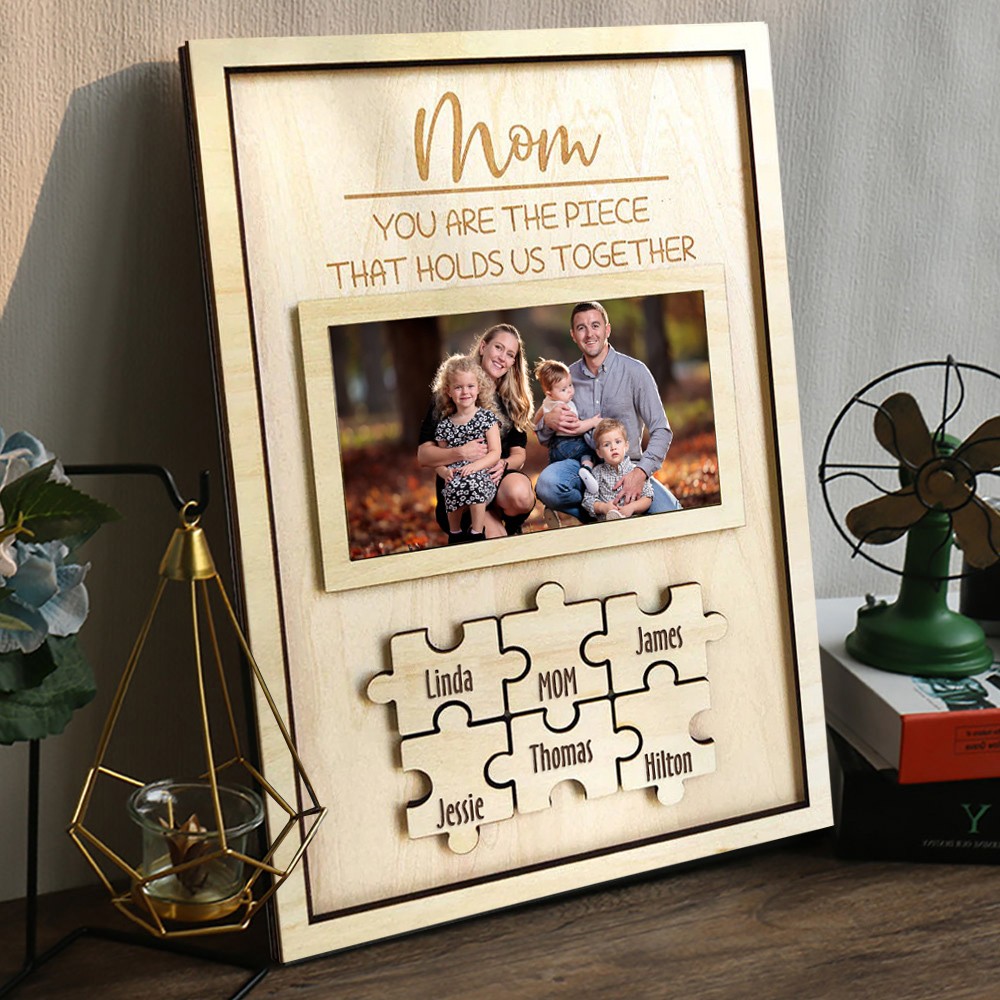 Personalized Family Photo Wooden Puzzle Frame for Mom