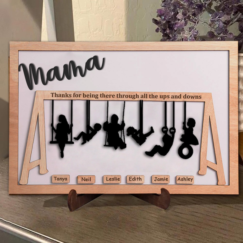 Custom Mama Swing Set Sign With Wooden Frame Mother's Day Gift Ideas Keepsake Gifts for Mom Grandma