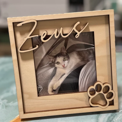 Personalized Pet Memorial Wood Photo Frame with Name Keepsake Gift for Pet Lover