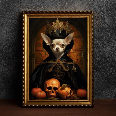 Personalized Halloween Pet Portrait Frame Custom Halloween Poster Funny Wall Art for Pet Lovers Memorial Gifts