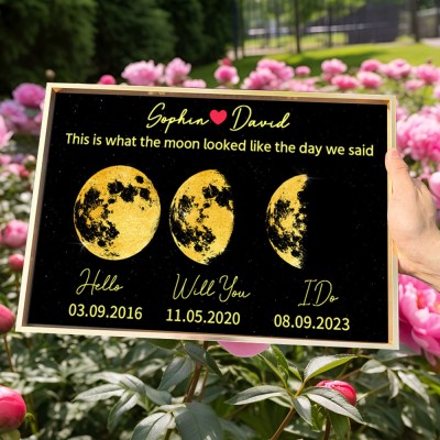 Personalized Couple Moon Phase Frame Wooden Sign Unique Gift For Couple