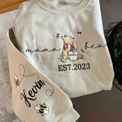 Personalized Mama Bear Embroidered Sweatshirt Hoodie With Date Unique Gift For Mom Christmas Gifts