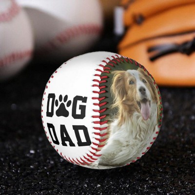 Personalized Dog Dad Photo Baseball Father's Day Gift Ideas Gift For Pet Lover