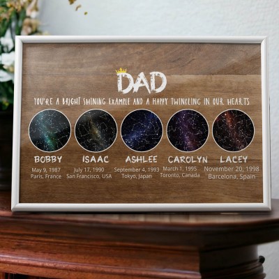 Personalized Star Map Print Frame Unique Keepsake Gifts for Dad Christmas Gift Ideas