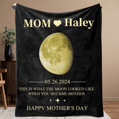 Custom Moon Phase Blanket For Mom With Date Unique Mother's Day Gift Ideas