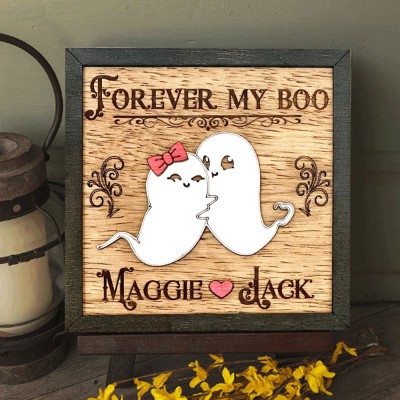 Personalized Forever My Boo Wood Sign Halloween Ghosts Spooky Decor Horror Gift for Couples