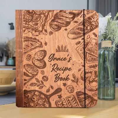 Recipe Book Wooden Binder Custom Engraved Journal for Mom Christmas Gifts Keepsake Gifts for Her