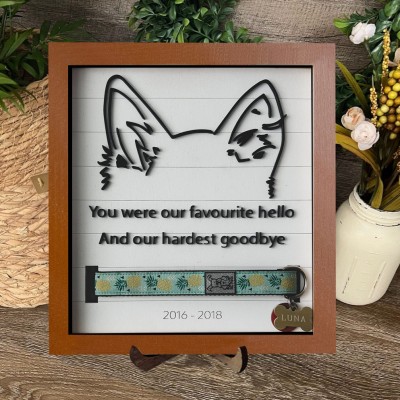 Personalized Dog Ear Outline Memorial Frame with Collar Holder Keepsake Gifts for Pet Lover Pet Loss Gift