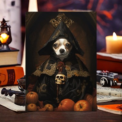 Personalized Halloween Pet Portrait Frame Custom Halloween Poster Funny Wall Art for Pet Lovers Memorial Gifts