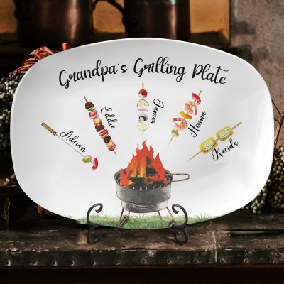 Custom Grandpa's Grilling Plate With Grandkids Names Unique Gift for Grandpa from Kids Father's Day Gift Ideas