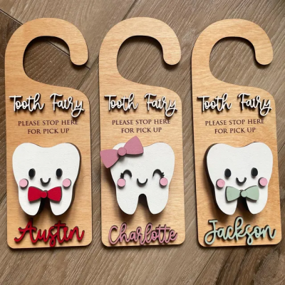 Personalized Tooth Fairy Door Hanger With Money Holder Keepsake Gift for Kids