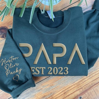 Custom Papa Sweatshirt With Embroidered Kids Names Unique Gift For Dad Father's Day Gift Ideas