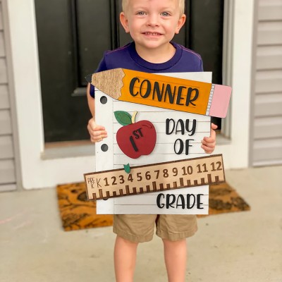 Personalized First/100th/Last Day of School Wood Sign Custom Back to School Gifts for Kids