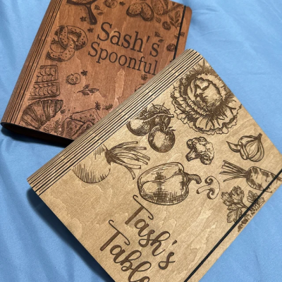 Personalized Wooden Recipe Book with Blank Binder Custom Journal Cookbook for Mom Grandma Christmas Gifts