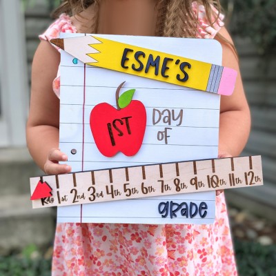 Custom Interchangeable Back to School Sign With Kid's Name Meaningful Keepsake Gift For First Day of School