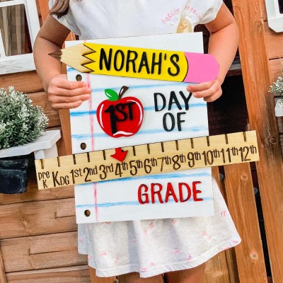 Personalized First Day of School Sign With Kid's Names Interchangeable Back to School Wooden Sign Gift Ideas