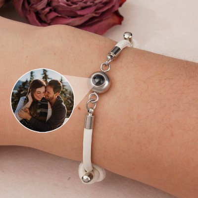 Custom Photo Projection Bead Bracelet Unique Gift For Soulmate Anniversary Gift For Couple Birthday Gift Ideas