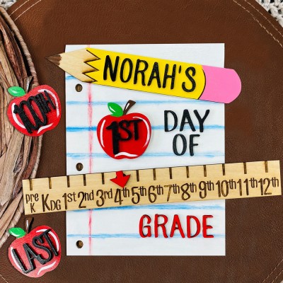 Custom Back to School Wood Sign Interchangeable First Day of School With Kid's Names Unique Photo Prop Gift Ideas