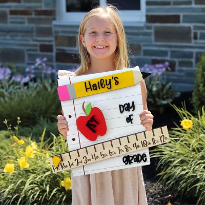 Custom Wooden Interchangeable Back to School Sign With Kid's Name First Day of School Sign Gift For Kids