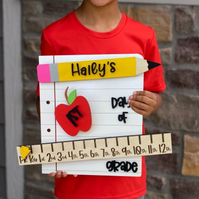 Personalized Interchangeable Back to School Name Sign Wooden Kid's Sign For First Day of School Unique Gift Ideas