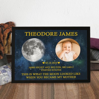 Personalized Moon Phase Print Frame Newborn Gift for New Mom Mother's Day Gift Ideas