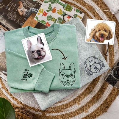 Custom Embroidered Pet Photo Sweatshirt Hoodie Personalized Gift for Pet Lovers Keepsake Gifts