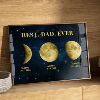 Custom Best Dad Ever Moon Phase Print Frame Keepsake Gifts Unique Father's Day Gift Ideas