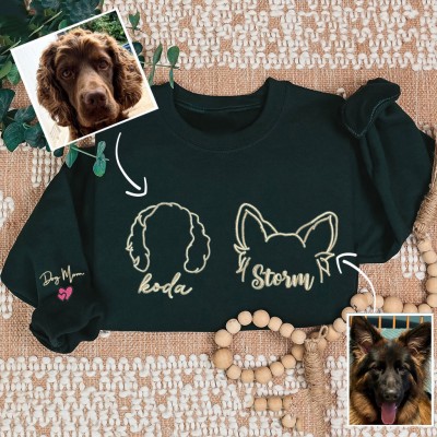 Custom Dog Ears Embroidered Sweatshirt Hoodie With Names Gifts For Pet Lover Dog Mom Gift Ideas