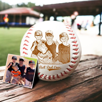 Personalized Best Dad Ever Photo Baseball Keepsake Gift For Family Father's Day Gift Ideas