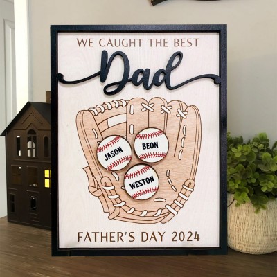 Custom Dad Baseball Sign With Kids Names Perfect Father's Day Gift Ideas