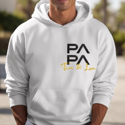 Custom With Kids Names Papa Embroidered Hoodie Sweatshirt Family Gift For Dad Father's Day Gift