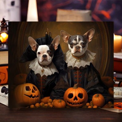 Personalized Halloween Pet Portrait Frame Custom Halloween Poster Funny Wall Art for Pet Lovers Memorial Gifts