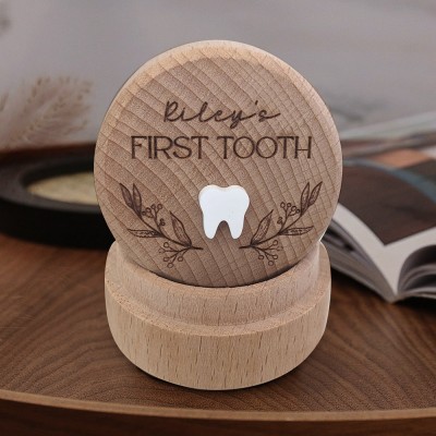 Personalized Engraved Wooden Baby Tooth Fairy Keepsake Box First Birthday Gift for Kids Baby Shower Gifts