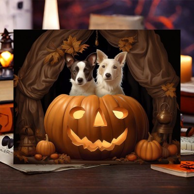 Personalized Halloween Pet Portrait Frame Custom Halloween Poster Funny Wall Art for Pet Lovers Memorial Gifts