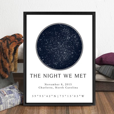 Personalized The Night We Met Star Map Frame By Date Anniversary Gift Ideas Unique Gifts for Couple