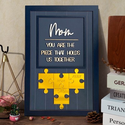 Personalized Wood Mom Puzzle Sign Piece That Hold Us Together Mother's Day Gift