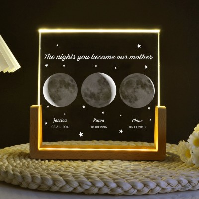 The Nights You Became Our Mother Personalized Moon Phase Photo Lamp Famliy Keepsake Gifts Mother's Day Gift Ideas