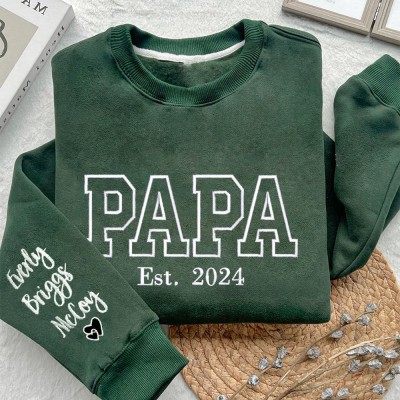 Custom Embroidered Sweatshirt Hoodie For Papa With Date Keepsake Father's Day Gift Ideas