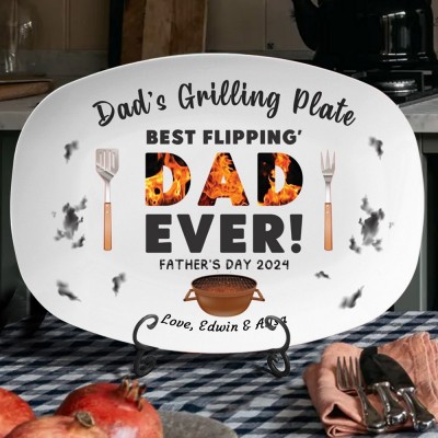 Personalized Art Print Dad's Grilling Platter With Names Keepsake Gift Father's Day Gift Ideas